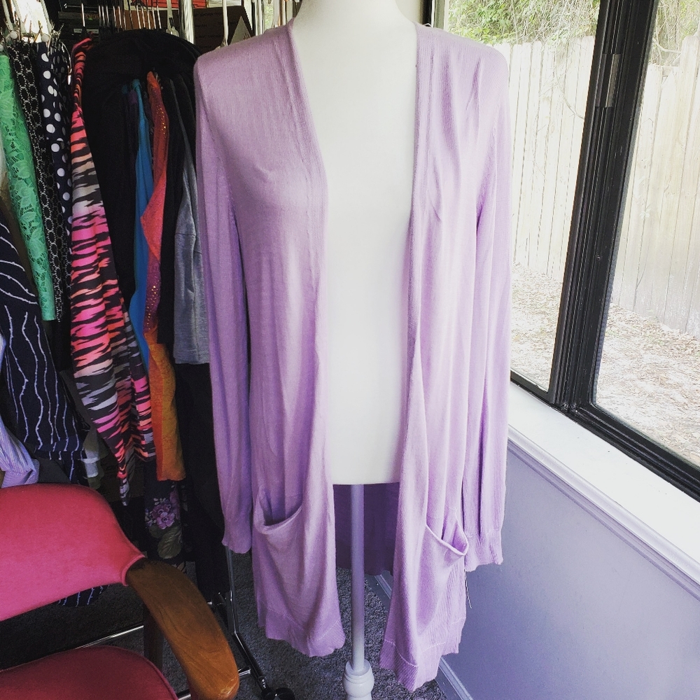 NWT Maison Jules Long Open-Front Jersey Cardigan